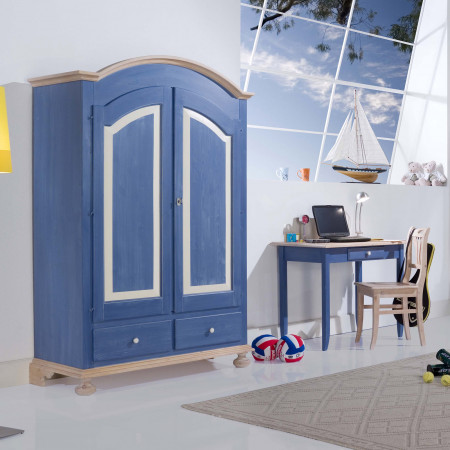 Testiera del letto in abete massello colore blu