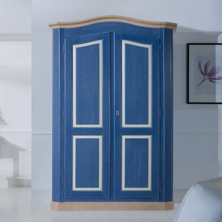 Armadio 2 porte smontabile in abete blu con dettagli bianchi