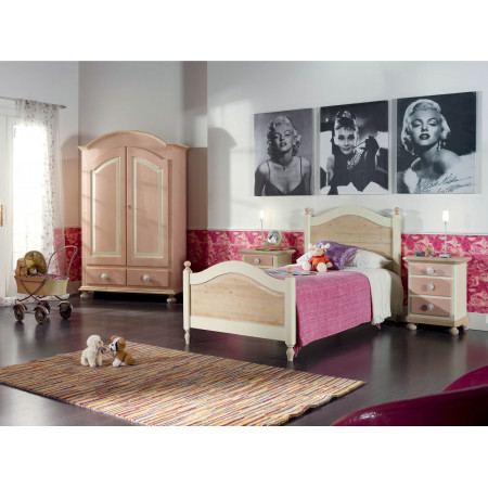 Testata del letto in abete massello, dettagli rosa
