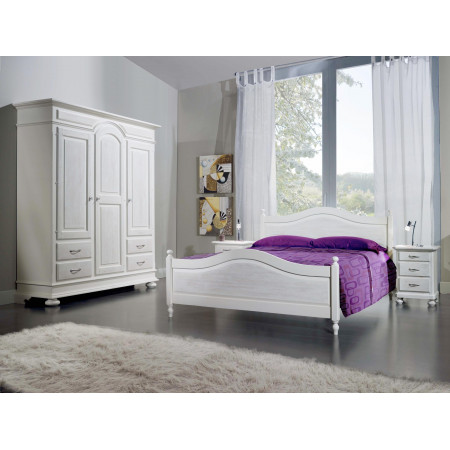 Letto matrimoniale in abete massello spazzolato, camera moderna