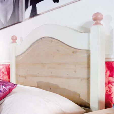 Testata del letto in abete massello, dettagli rosa