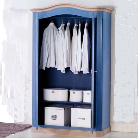 Armadio in legno di abete massello, finitura blu