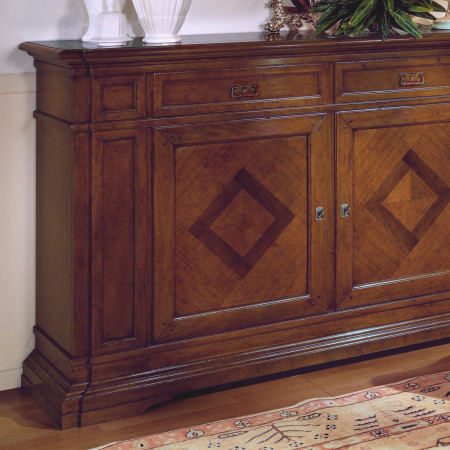 Credenza a 2 porte e 2 cassetti, dettaglio intarsi