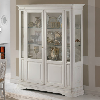 Vetrina 2 porte con bugne laccata, dettaglio vetri