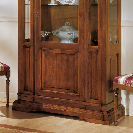 Vetrina 1 porta con bugne, dettaglio legno toulipier