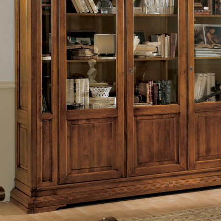 Libreria 3 porte con bugne in legno di toulipier