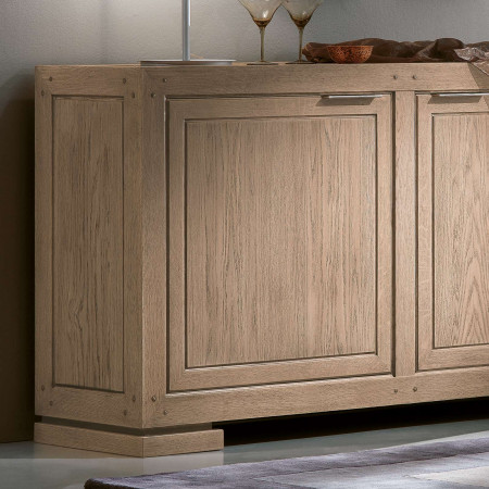 Credenza moderna 2 ante legno di frassino, dettaglio maniglia