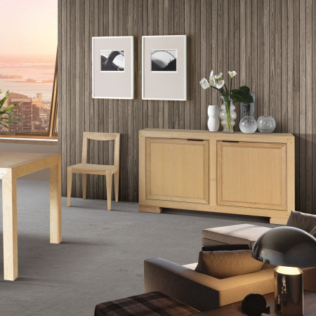 Credenza moderna 2 ante legno di frassino, dettaglio ante