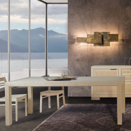 Credenza moderna 2 porte 2 cassetti, dettaglio piedini legno