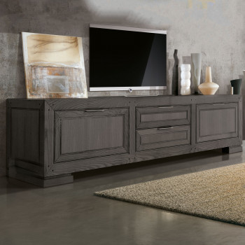 Base 2 cassetti 2 cestoni in legno grigio