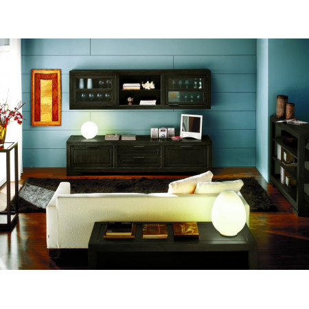 Base 2 cassetti 2 cestoni in legno ambiente living