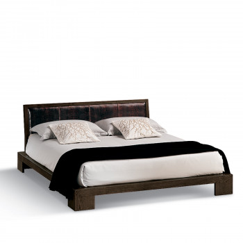 Letto 2 piazze in ecopelle, testata sagomata