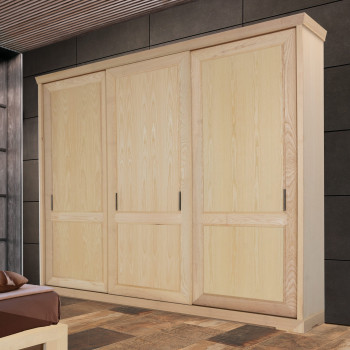 Armadio 3 ante scorrevoli in frassino, dettaglio frontale