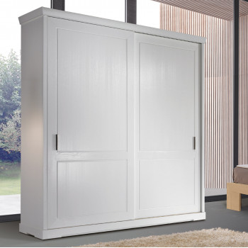 Armadio 2 ante scorrevoli legno bianco dettaglio maniglie