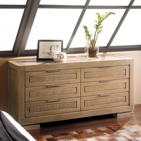 Comò 6 cassetti in legno di frassino con decorazioni artigianali