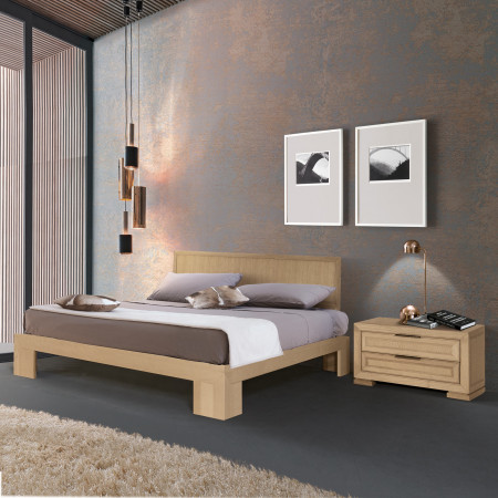 Comodino 2 cassetti legno frassino ambientato