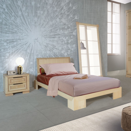 Comodino 2 cassetti frassino con dettagli moderni