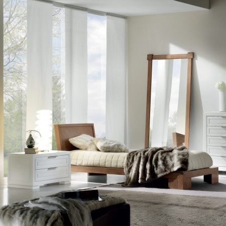 Letto a una piazza in legno massello con arredamento moderno