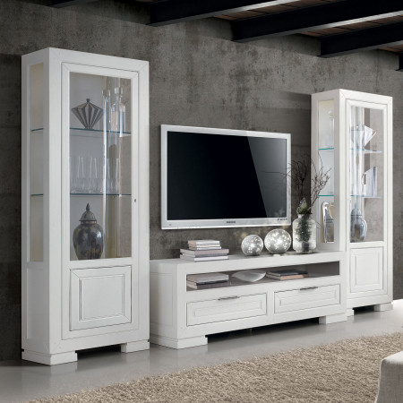 Vetrina con anta sinistra in legno massello frassino bianco