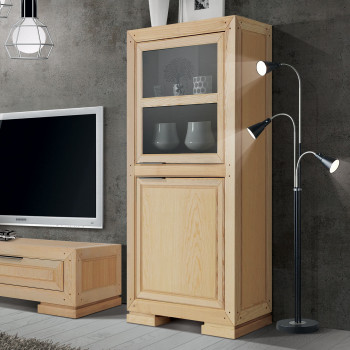 Vetrina due ante in legno massello con vetro a vista