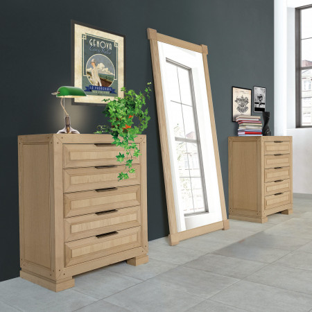 Cassettiera cinque cassetti, dettaglio design frontale