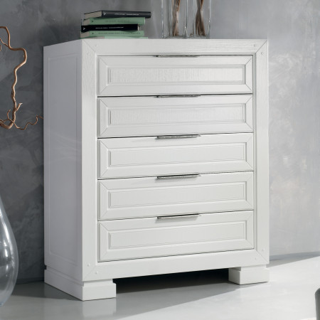 Cassettiera cinque cassetti, dettaglio maniglie moderne