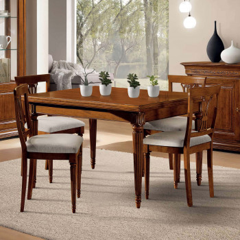 Tavolo Edera rettangolare allungabile intagliato da 140x85 a 220x85