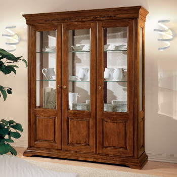 Vetrina Edera tre porte intagliata