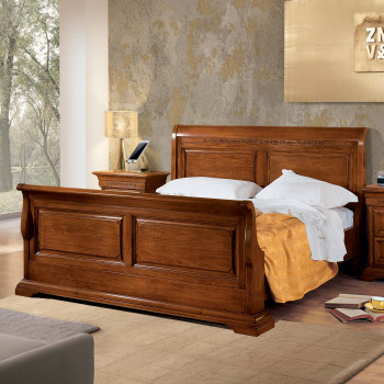 Letto matrimoniale Edera a barchetta intagliato stile classico