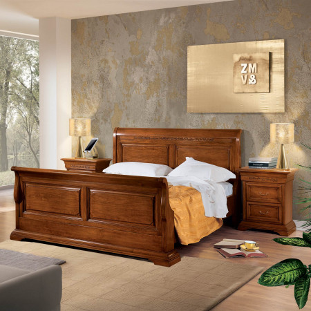 Letto matrimoniale Edera a barchetta intagliato stile classico