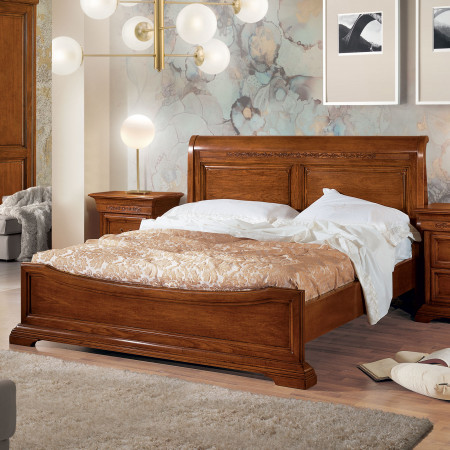Letto Edera intagliato con testata legno e giroletto