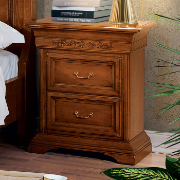 Comodino Edera 3 cassetti intagliato stile classico