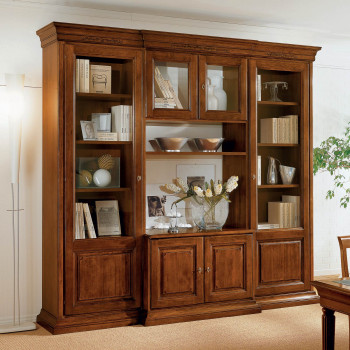 Componibile Edera intagliato con ante in legno e vetrine