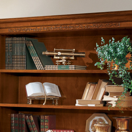 Libreria Edera intagliata in stile classico con due cassetti