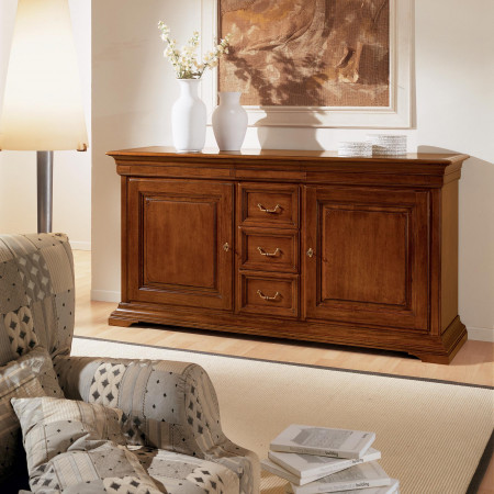 Credenza Edera liscia due porte con cassetti