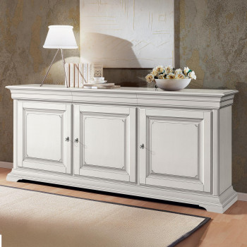 Credenza Edera liscia tre porte con cassetti