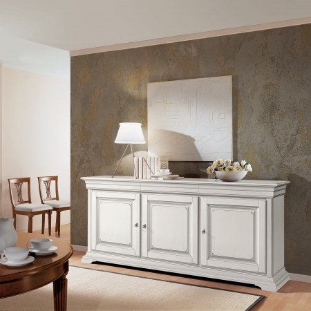 Credenza Edera liscia tre porte con cassetti
