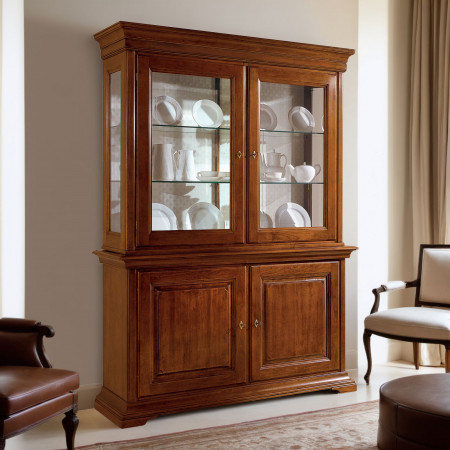 Cristalliera Edera liscia in stile classico a due porte