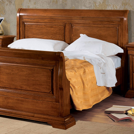 Letto matrimoniale Edera liscio a barchetta in stile classico