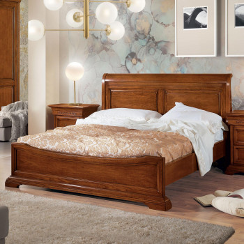 Letto Edera liscio con testata legno e giroletto