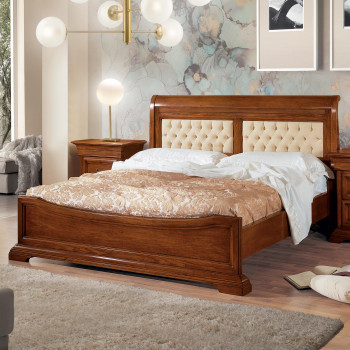 Letto matrimoniale Edera liscio con testata capitonne con giroletto