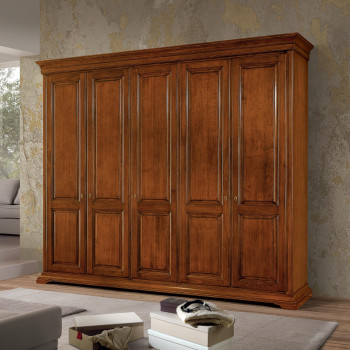 Armadio Edera liscio con 5 ante battenti