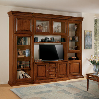 Componibile Edera liscio con ante in legno e in vetro