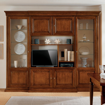 Componibile Edera liscio con ante bugnate e vetrine