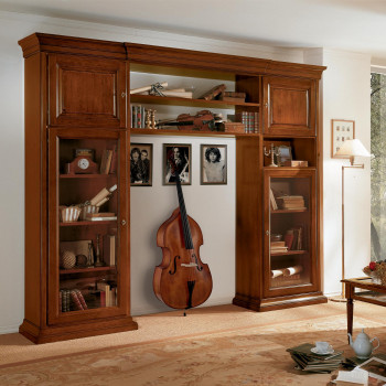 Libreria Edera a ponte con ante bugnate e vetrine