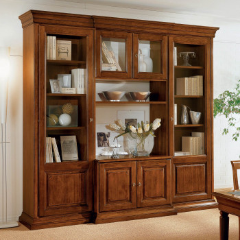 Componibile Edera liscio con ante in legno e vetro