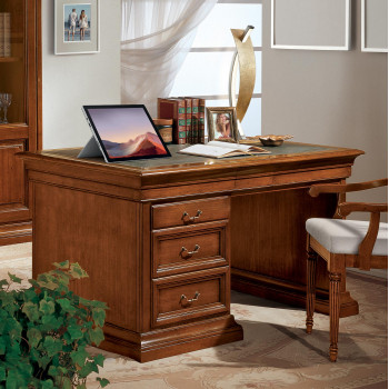 Scrivania Edera classica con cassetti e piano rivestito