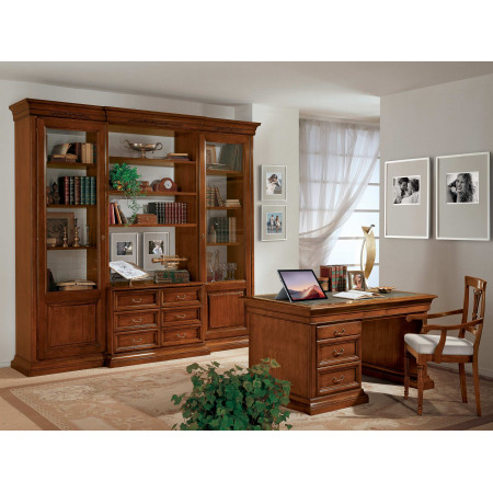 Scrivania Edera classica con cassetti e piano rivestito