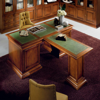 Scrivania Edera con penisola e piano rivestito