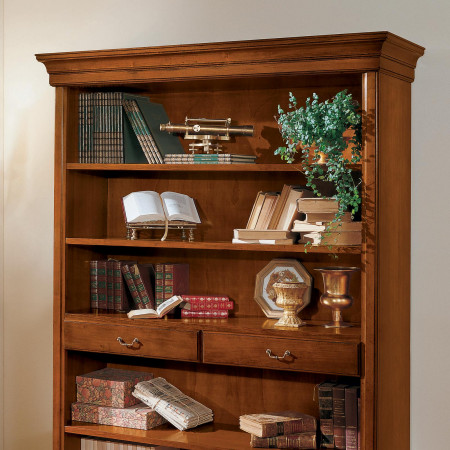 Libreria Edera liscia in stile classico con due cassetti